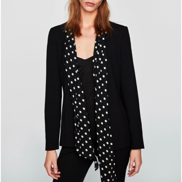 [Zara] Classy Black Polka Dot Scarf Blazer - Picture 10 of 11